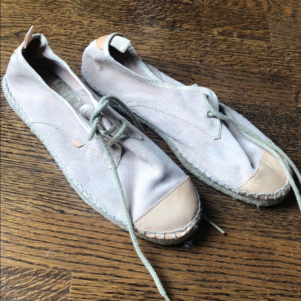 Pull & Bear Pink Suede lace-up Espadrilles Sz 39